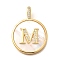 Rack Plating Brass Micro Pave Clear Cubic Zirconia Pendants with Shell, Letter Series Charms, Long-Lasting Plated, Lead Free & Cadmium Free, Letter M, 32x24x3.5mm, Hole: 6x3mm
