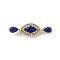 Brass Micro Pave Cubic Zirconia & Optimized Lapis Box Clasps, Oval, Real 18K Gold Plated, 28mm