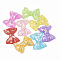 Resin Cabochons, with Shell Chip, Bowknot, Mixed Color, 27x36x7mm
