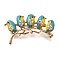 Zinc Alloy Enamel Rhinstone Brooches, Golden, Bird, 20x37mm