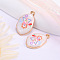 Alloy Enamel Pendants, Golden, Oval Charm, Triangle, 28x17mm