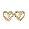 Heart Brass Micro Pave Clear Cubic Zirconia Slide Charms, Cadmium Free & Lead Free, Rack Plating, Long-Lasting Plated, Real 18K Gold Plated, 18.5x18x6mm, Hole: 5x2mm and 4x2mm