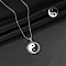 Rotatable Alloy White & Black Enamel Pendant 316 Surgical Stainless Steel Chain Necklaces for Men, Stainless Steel Color, Yin-yang, 23.62 inch(60cm)