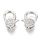 Brass Micro Pave Cubic Zirconia Lobster Claw Clasp, Platinum, 17.5x10x5mm, Hole: 1mm