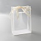Rectangle Plastic Packaging Gift Bags with Hole Handle and Silk Ribbon, Rectangle, White, 26.1x18.1x0.1~0.2cm