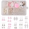 DIY Earring Making, with Frosted Acrylic Bead Caps, Brass Pendants, Acrylic Pendants, Brass Ball Head pins and Iron Jump Rings, Silver, 11x7x3cm