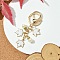 Alloy Enamel Keychain, with Plastic Imitation Pearl Pendants, Iron Ring and Alloy Lobster Claw Clasps, Maple Leaf, White, 9.5cm