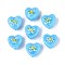 Handmade Lampwork Beads, Heart with Flower, Deep Sky Blue, 15~16x16~17x8~10mm, Hole: 1.2~1.6mm