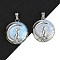 Opalite Flat Round Pendants, Alloy Moon Cat Charms, Platinum, 31x27x10.5mm, Hole: 6.5x3.5mm