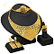 Alloy Pendant Necklaces & Stud Dangle Earrings & Rings & Link Bracelets Sets, Golden, Flower, 430mm