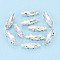 Sew on Rhinestone Montee Beads, with Brass Prong Settings, Garments Accessories, Horse Eye, Crystal AB, 14.2x4x4mm, Hole: 0.9mm, about 2000pcs/bag