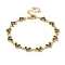 Rack Plating Brass Micro Pave Cubic Zirconia Heart Link Chain Bracelets for Women, Cadmium Free & Lead Free, Long-Lasting Plated, Real 18K Gold Plated, Midnight Blue, 7-1/2 inch(19cm)