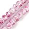 Handmade Silver Foil Lampwork Beads Strands, Inner Flower, Faceted, Rondelle, Flamingo, 10x7.5mm, Hole: 1.5mm, about 60pcs/strand, 17.72''(45cm)