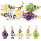 5Pcs Porcelain Pendants, with Iron Findings, Fish, Golden, Mixed Color, 23.9x11.6mm, Hole: 2.5mm