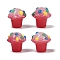 Glass Bumpy Beads, Ice Cream, with Enamel, Dyed & Hearted, Red, 13.5x13mm, Hole: 1.6mm
