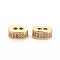 Brass Clear Cubic Zirconia Multi-Strand Links, Nickel Free, Oval, Real 18K Gold Plated, 8x5.5x3.5mm, Hole: 1.4mm
