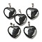 Synthetic Non-magnetic Hematite Pendants, Heart, with Brass Findings, Platinum, 22~23x20~20.5x6~7.5mm, Hole: 5x8mm