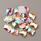 Sew on Rhinestones, Glass Rhinestone, 2-Holes Links, Garments Accessories, Irregular Rhombus, Crystal AB, 17x13x6mm, Hole: 1mm