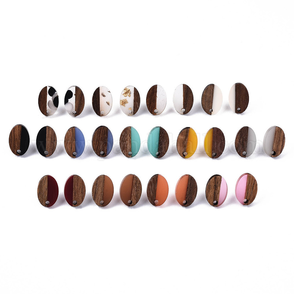 DIY Wood Stud Earring Findings Kit - 16 Pairs With Ear Nuts - Mixed Shapes For Jewelry Making - View #3