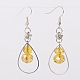 Brass Glass Beads Dangle Earrings EJEW-JE01403-2