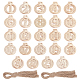 Décorations de pendentif de lanterne en bois non fini numéro 1~ 24 HJEW-WH0042-92-1