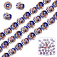 Beebeecraft 30Pcs 12mm Lampwork Glass Beads Gold Sand Lampwork Round Loose Spacer Beads Flower Inlaid Spacer Beads for Bracelet Necklace Rosary Making(Blue) LAMP-BBC0001-01B-01-1