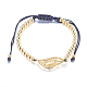 Adjustable Eco-Friendly Brass Braided Beaded Bracelets BJEW-F282-18G-RS-2