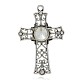 Lateinischen Kreuzes antikes Silber überzogene Legierung Glas große Anhänger ALRI-J028-01AS-1