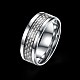メンズチタンスチールフィンガー指輪  ワイドバンドリング  ホワイト  プラチナ  usサイズ8（18.1mm） RJEW-BB27567-A-8-7