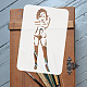 FINGERINSPIRE Woman and Teddy Bear Stencil for Painting 11.7x8.3inch Reusable Sexy Woman with Wellington Boots Template Teddy Bear Painting Stencil Banksy Theme Stencil for Wall Furniture Decoration DIY-WH0396-446-3