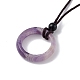 Natural Mixed Gemstone Ring Pendant Necklace with Nylon Cord for Women NJEW-F306-02-2