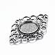 Antique Silver Tibetan Style Alloy Filigree Rhombus Cabochon Connector Settings TIBE-M022-08AS-4
