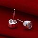 Flat Round Silver Color Plated Brass Cubic Zirconia Stud Earrings EJEW-BB11915-4