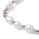 4 Uds. Conjunto de pulseras elásticas con cuentas de latón y perlas naturales de 4 estilos para mujer BJEW-JB09662-02-4