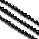 Faceted Round Natural Black Onyx Beads Strands G-S136-4mm-1