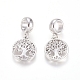 Brass Micro Pave Clear Cubic Zirconia European Dangle Charms OPDL-L016-10P-2