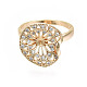 Brass Micro Pave Clear Cubic Zirconia Peg Bails Cuff Finger Ring Settings X-KK-S354-284-NF-2