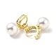 Plastic Pearl Dangle Stud Earrings with Clear Cubic Zirconia EJEW-A070-18G-2