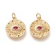 Brass Micro Pave Clear Cubic Zirconia Charms KK-F820-33G-1