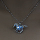 Alloy Horse Cage Pendant Necklace with Synthetic Luminous Stone LUMI-PW0001-002P-B-1