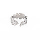304 anillo de puño abierto con envoltura de hoja de acero inoxidable para mujer RJEW-S405-185P-2