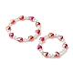 Set di braccialetti elastici con perle di vetro a cuore scintillante per bambini e genitori BJEW-JB07185-2