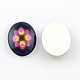 Cabochons ovales à dos plat avec motif de kaleidoscope fleur en verrre for DIY Projects GGLA-R022-40x30-94-2