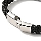 Bracelet cordon tressé cuir noir avec 304 fermoir aimanté acier inoxydable pour homme femme BJEW-C021-17-5