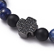 Bracelets extensibles en perles de lapis-lazuli naturel (teint) BJEW-JB05026-02-2
