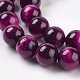 天然なバラのタイガーアイビーズ連売り  染め＆加熱  ラウンド  赤ミディアム紫  10mm  穴：1mm G-G099-10mm-3-3