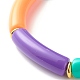 Bracelet extensible en perles de tube incurvées acryliques de couleur bonbon pour fille femmes BJEW-JB07297-01-4