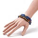 3 pièces 3 bracelets extensibles en pierre mélangée naturelle et synthétique de style sertis de perles de bois pour les femmes BJEW-JB08356-3