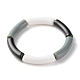 Set di braccialetti elastici per donna con perline a tubo curvo in acrilico opaco opaco BJEW-JB07320-2