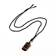 Verstellbare natürliche Tigerauge-Rechteck-Anhänger-Halskette mit Nylonschnur für Damen NJEW-L171-03B-2